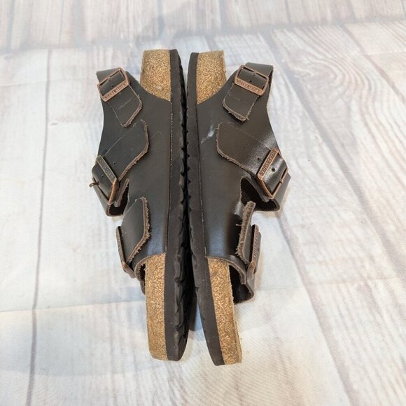 Birkenstock Milano Dark Brown Leather Sandals Size 43 Regular main image 6